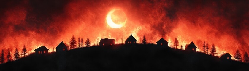 The fire is destroying a small village