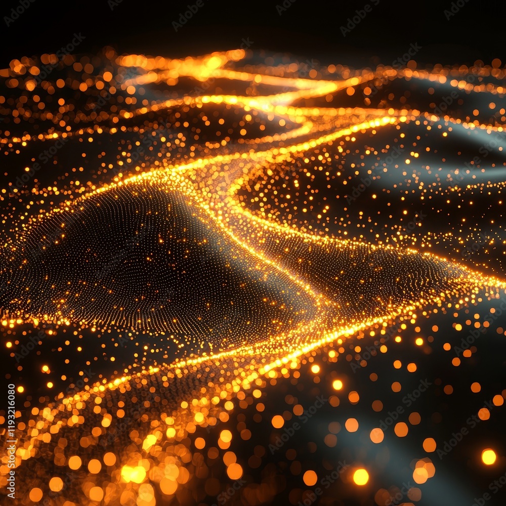 Poster close-up of dynamic holographic waves that constitute a digital abstract background in a sci-fi art 