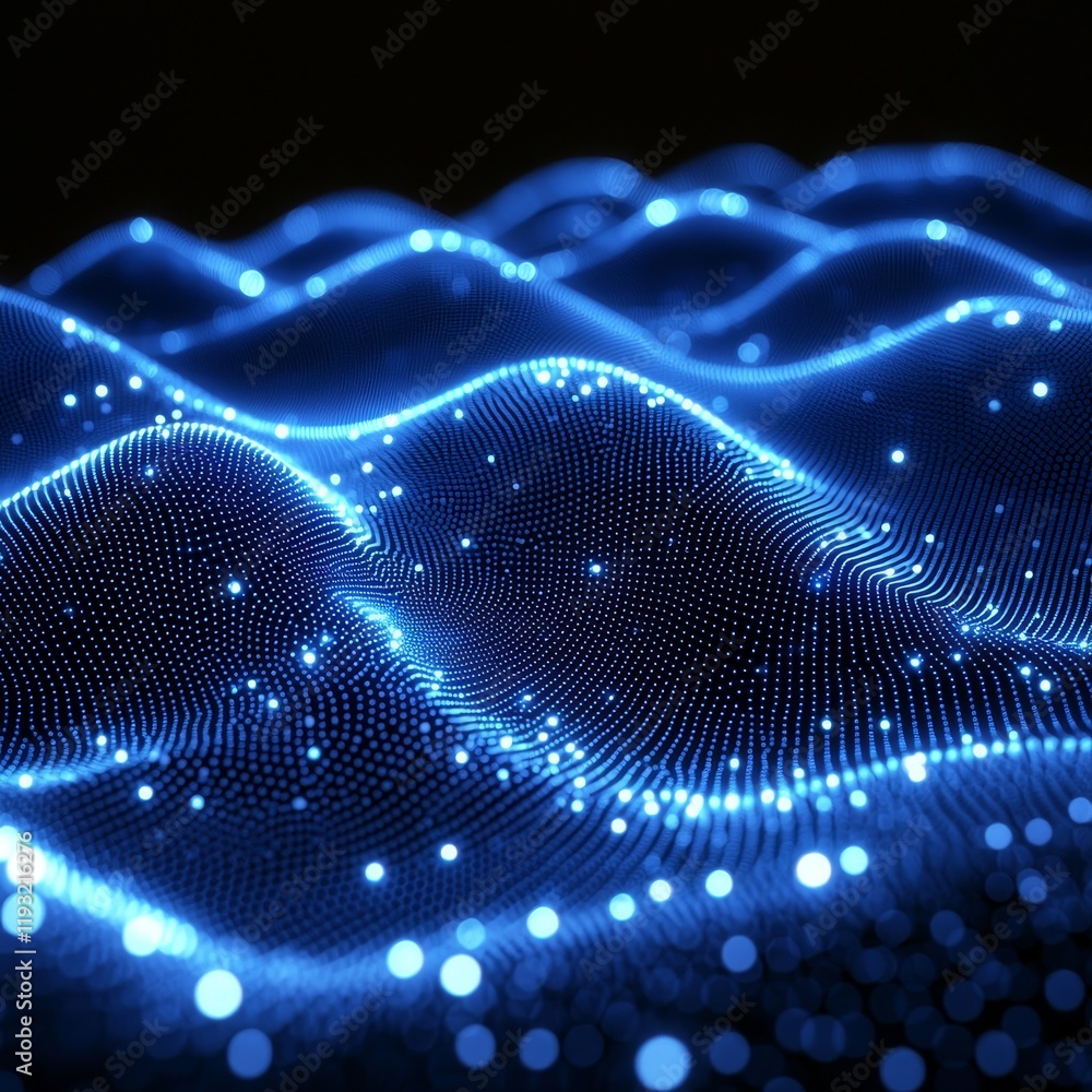 Poster dynamic quantum light beams create a vibrant digital abstract background in a futuristic setting