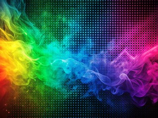 Abstract Colorful Halftone Smoke Gradient Background - Right Copy Space