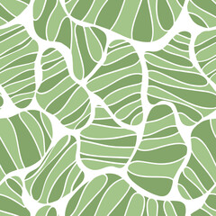 Seamless pattern with green hearts on a white background. Vector illustration.