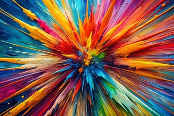 Abstract Explosion: Vibrant Textured Paint Rays Burst