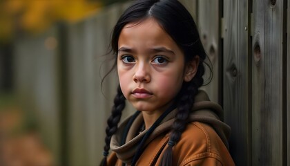 Nomadic young girl with a wanderer's spirit, moving through the streets