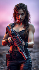 Obraz premium Post-apocalyptic female warrior