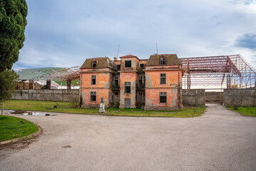 Abandoned building of salt production facilities near Ulcinj town in Montenegro