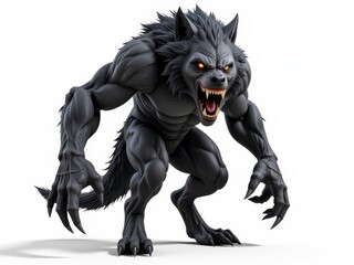 Fototapeta premium Powerful Muscular Werewolf Monster Angry Beast Fantasy Creature 3D Render