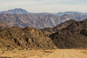 The seemingly barren desert mountains in Southern Namibia.
