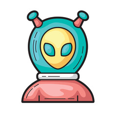 Obraz premium Friendly alien in a spacesuit and helmet. Suitable for children's books, space themed designs, and science fiction projects