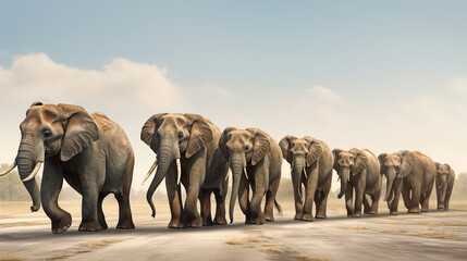 Fototapeta premium Majestic Elephants on a Journey