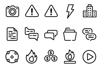 Minimalist Black Line Icon Set for Business, Technology, and Communication