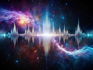 Abstract Music Sound Waves: 4K White Audio Waveform Animation on Black Background - Double Exposure Effect
