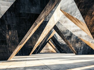 Background of abstract architecture. Raw, unfinished concrete interior