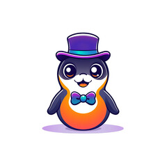 Obraz premium Whimsical penguin character digital art cartoon style vibrant colors playful concept for children's illustration