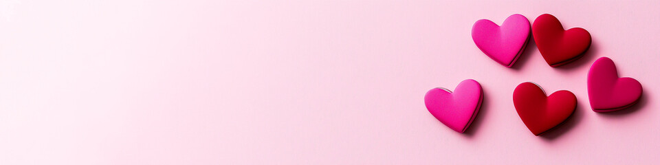 Obraz premium Minimalist hearts Valentine's day light pink background