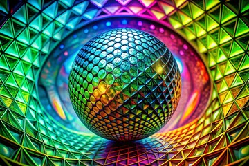 Abstract Sphere Art: Vibrant Green Dot Centerpiece, Colorful Geometric Design