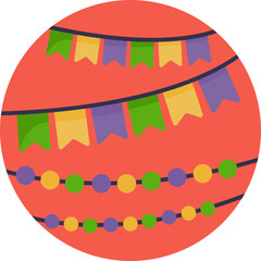 Garlands are traditional party decorations used to enhance the vibrant atmosphere of Mardi Gras events.