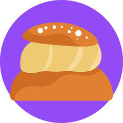 A Semla is a festive, sweet pastry typically served during Mardi Gras, featuring a fluffy bun, creamy filling, and a hint of almond flavor.