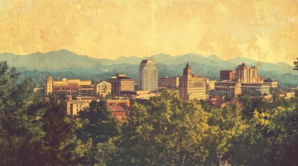 Nostalgic Asheville Travel Poster for Canvas Decor