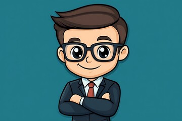 Cute Business Manager Cartoon Character