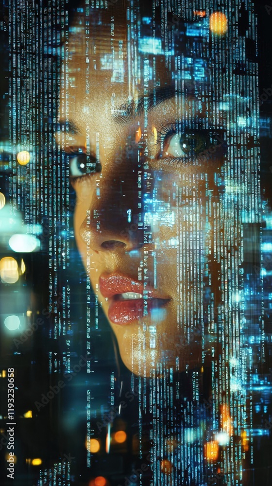 Poster ai-powered fraud detection technology revolutionizing security urban environment digital futuristic 