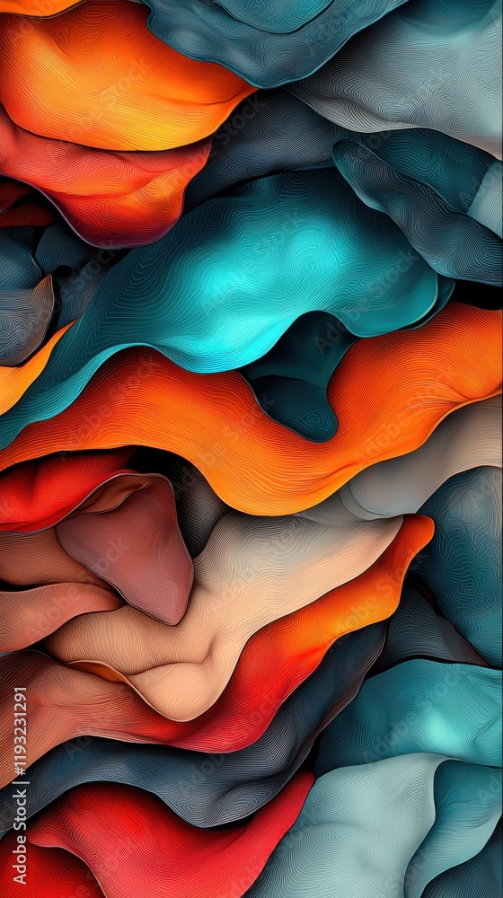 Poster vibrant explosion of geometric patterns in abstract art digital artwork colorful design modern aesth