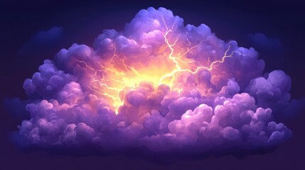 Powerful Storm Cloud with Striking Lightning