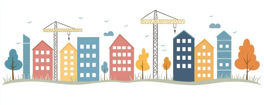 Construction logo design urban environment silhouette clipart