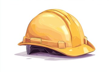 Fototapeta premium Digital flat view construction logo design & hard hat illustration