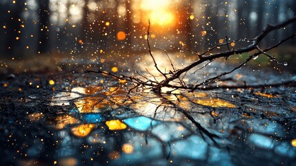 Close Up Water Droplets on Tree