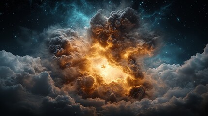 Vivid Orange and Blue Explosion