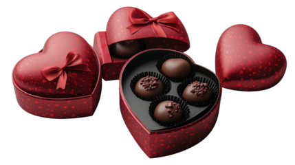 collection of red heart shaped  box isolated on white background