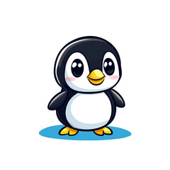 Obraz premium Cute penguin character digital illustration whimsical art cartoon style playful environment child-friendly concept