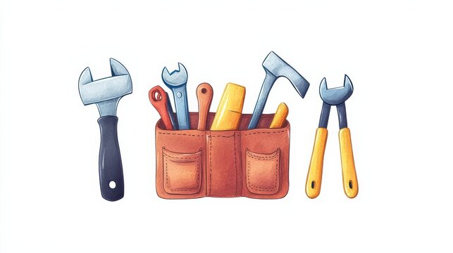 Construction logo design studio creative digital tool belt clipart