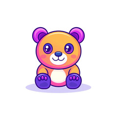 Fototapeta premium Playful cartoon bear illustration digital art colorful environment fun viewpoint whimsical concept