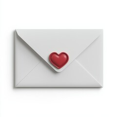 Love letter sealed with heart romantic gesture digital image minimalist style close-up affectionate concept, isolated on white background
