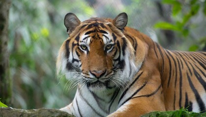 Close-up Portrait of a Cool Fierce Tiger in the Jungle