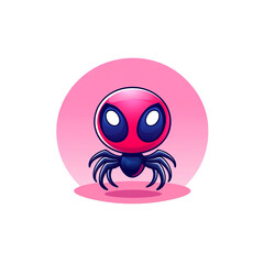 Obraz premium Playful spider character digital art fun concept pink background cartoonish style whimsical design