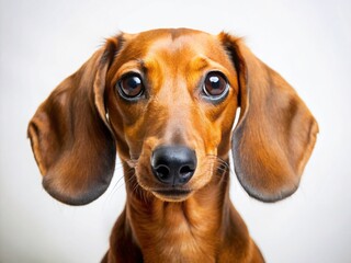 Adorable Dachshund Puppy Close-Up, White Background Stock Photo