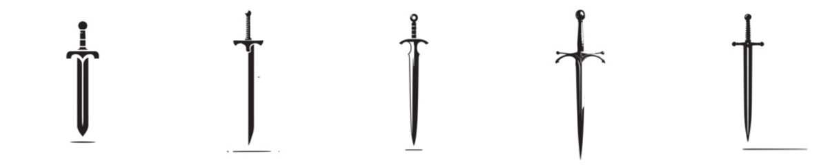 vector set of sword silhouettes