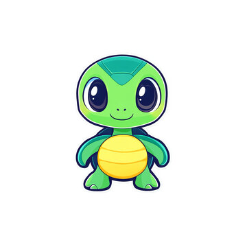 Playful cartoon turtle character digital art colorful background cheerful environment whimsical style