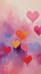 valentine's day illustration watercolour with love hearts