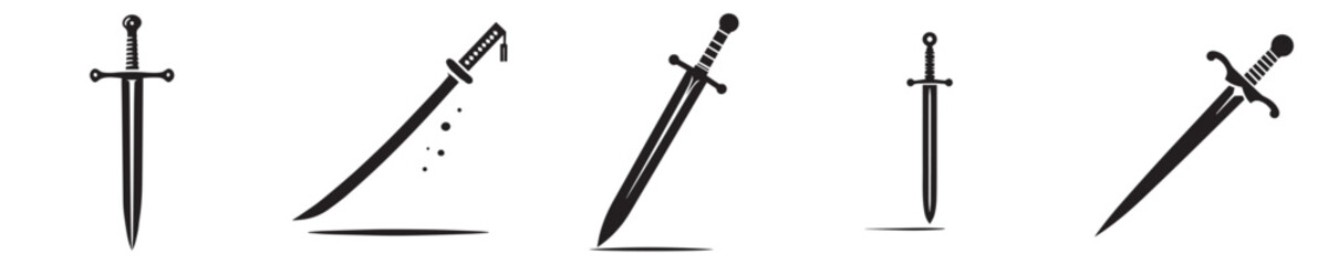 vector set of sword silhouettes