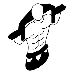 Standing Calf Raise isometric vector icon, Healthy lifestyle symbol, Body Exercising Sign,Circuit training equipment illustration, Lower Body Training concept