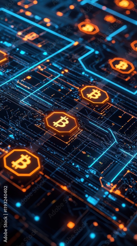 Poster innovative blockchain payment system concepts digital environment technology focus global financial 