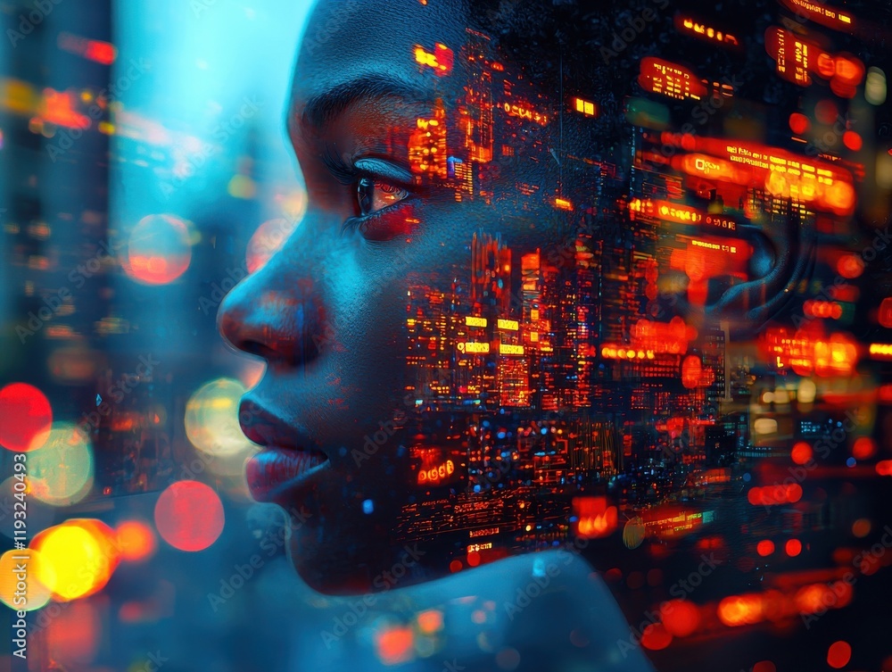 Aufkleber ai-driven payment analytics enhancing insights in urban environments digital portrait future technol