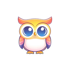Obraz premium Cute cartoon owl character digital art whimsical style bright colors playful environment adorable design