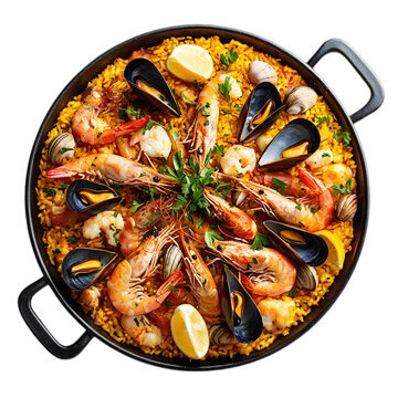 seafood paella isolated die cut