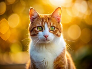 Obraz premium Adorable Orange and White Cat Posing: Playful Pet Photography