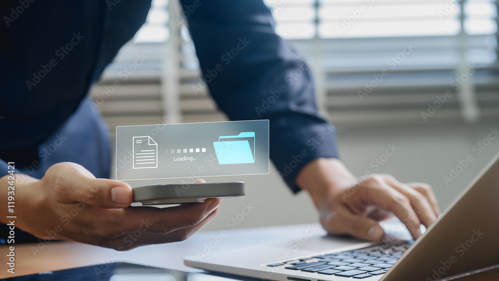 Leinwandbilder Secure Mobile and Cloud Data Management Solutions. Advanced File Sharing Tools for Seamless Document Transfers and Improved Digital Workflows.