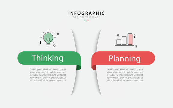 Business infographic template. 2 Step timeline journey. Process diagram, 2 options on white background, Infograph elements vector illustration.